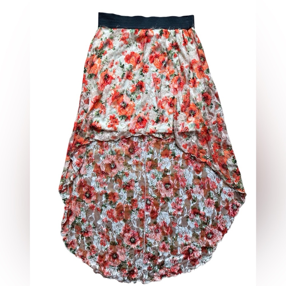 Floral High-Low Skirt, juniors size L